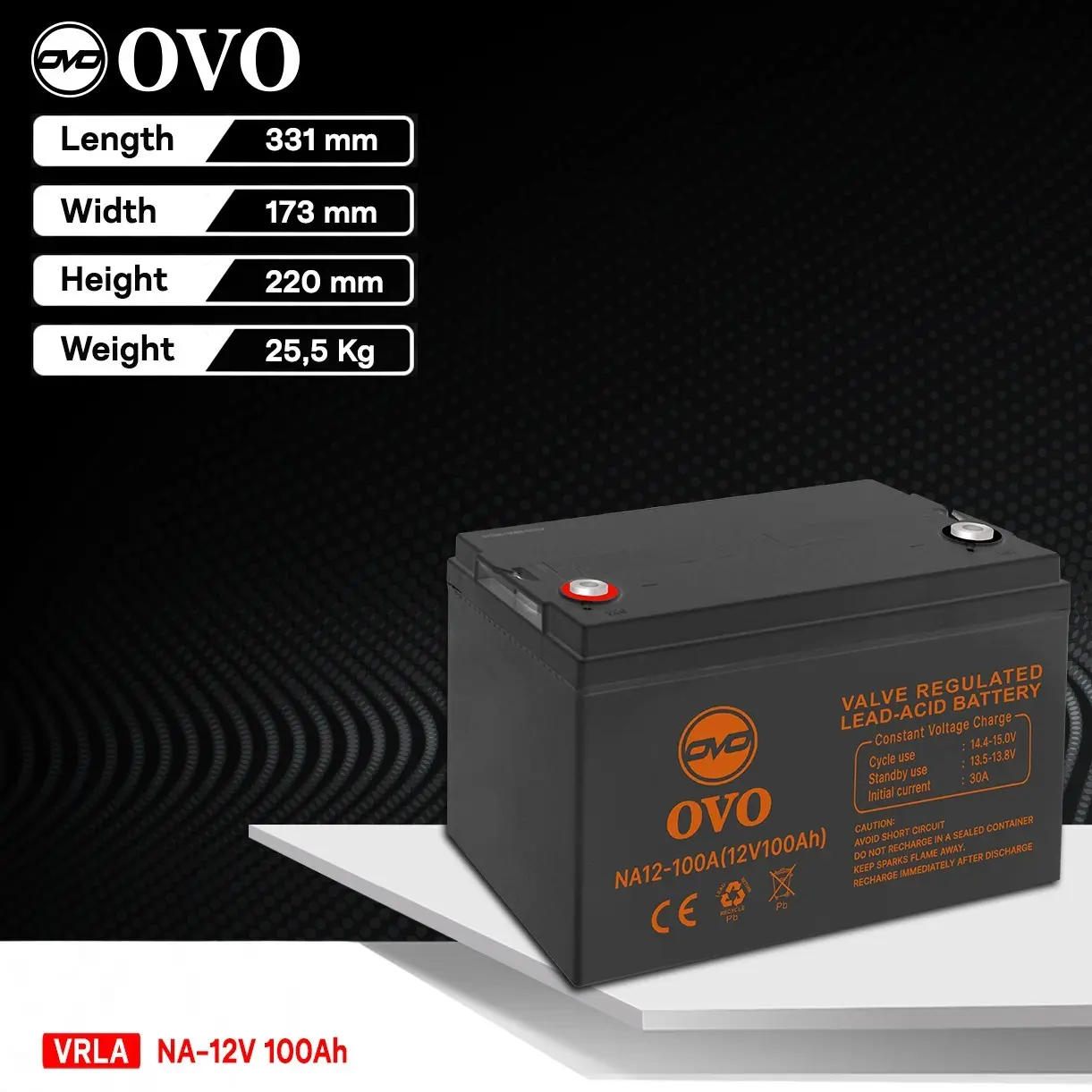 Baterai OVO 12V 100AH VRLA NA12-100A Terminal M8
