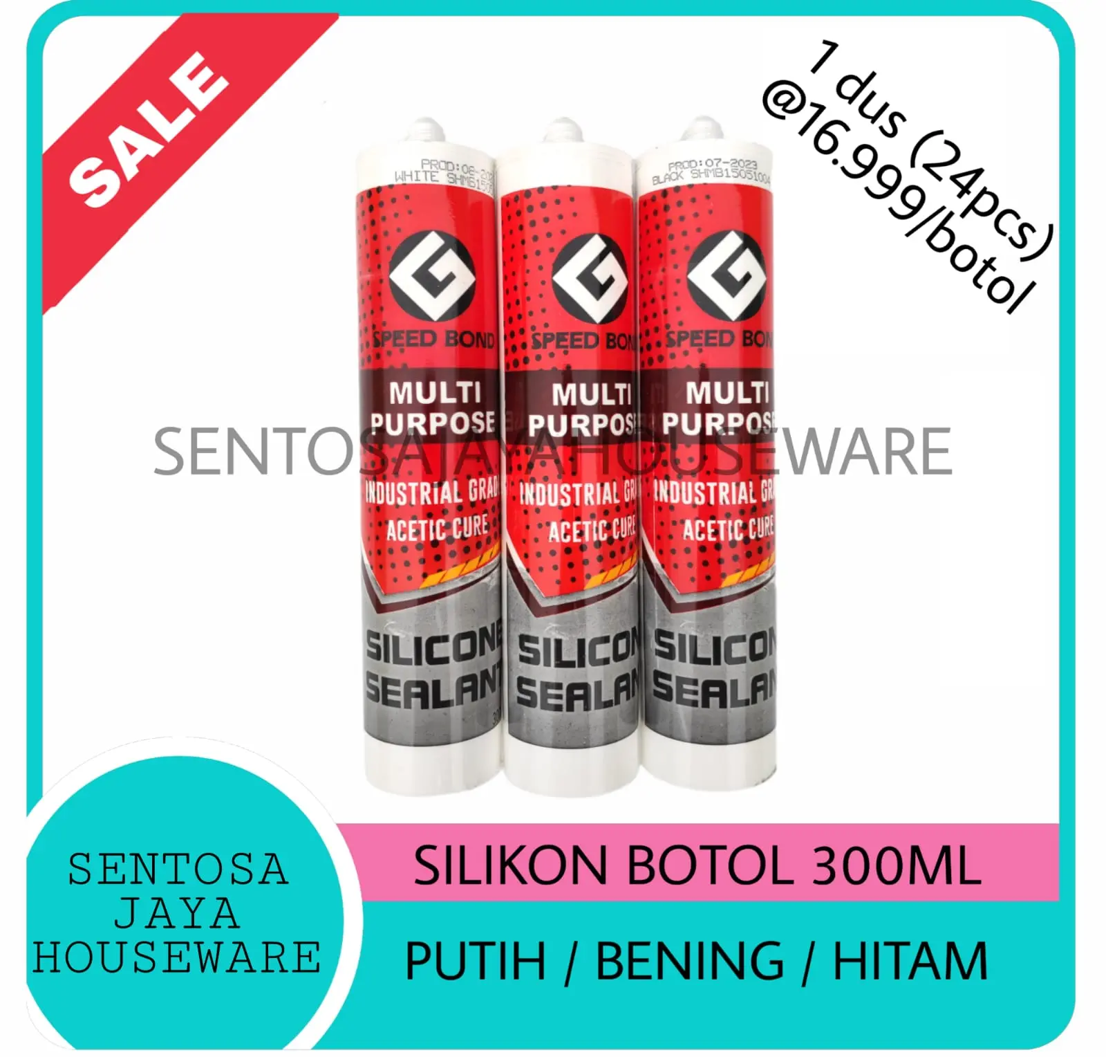 LEM SEALANT SILIKON 300ML / LEM KACA BOTOL BLACK WHITE CLEAR / SILIKON
