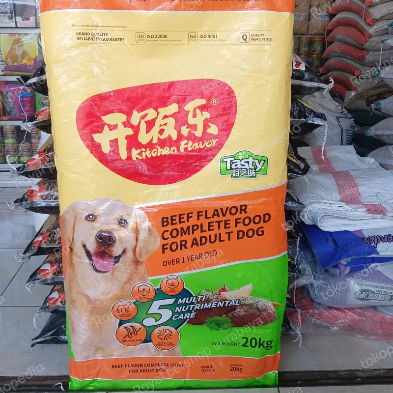 Makanan/pakan anjing/dog food kitchen flavour tasty beef adult 1kg 1