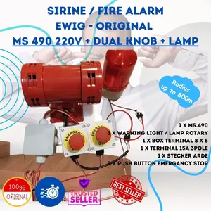 Sirine Fire Alarm Kebakaran MS 490 Lampu 2 Tombol Peresmian Gedung