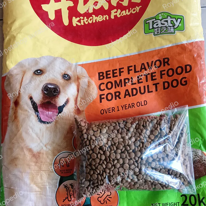 Makanan/pakan anjing/dog food kitchen flavour tasty beef adult 1kg 0