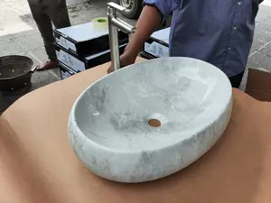 Wastafel Washtafel Marble Series Oval Curve Bulat  Komplit Alat