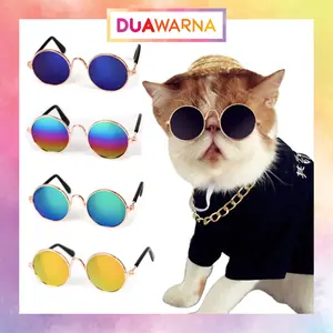 DuaWarna Kacamata Mini Kucing Anjing Hewan Peliharaan Fashion Aksesori