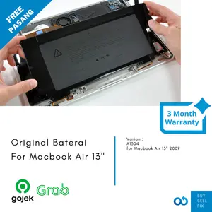 Original Battery Baterai Macbook Air 13" A1304 2009