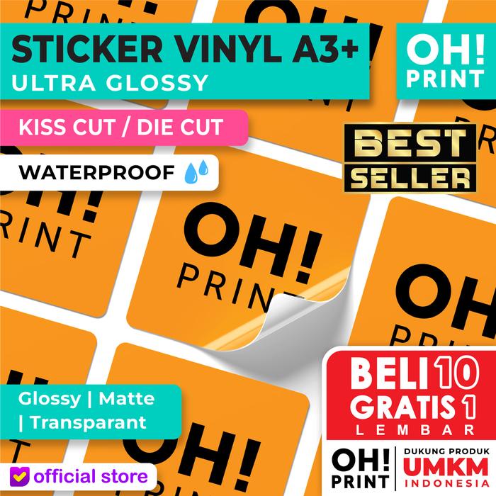 Gambar Cetak Stiker Label Vinyl Ultra Glossy - White & Transparent - KISS CUT dari OHPRINT Kota Tangerang Selatan Tokopedia