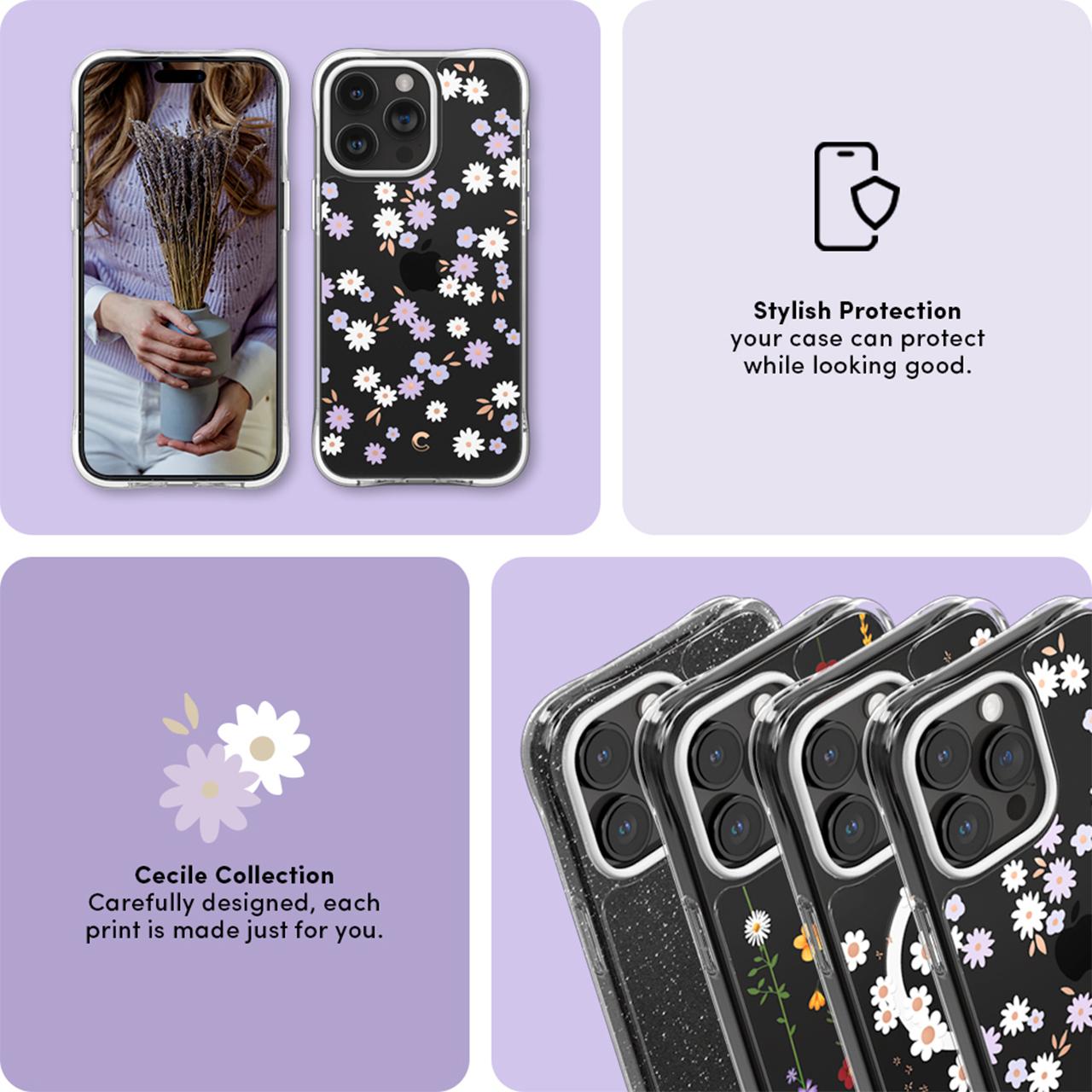 Cyrill iPhone 15 Pro Max Case Magsafe Cecile Mag - White Daisy ACS06624