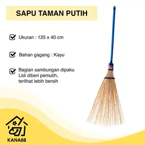 Sapu Taman Putih Semar Biru Sapu Lidi Panjang Halaman Gagang Kayu
