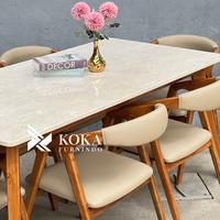 Gambar Nathan 2 • Meja makan marmer set kursi 6 scandinavian jati retro dari Koka Furnindo Kab. Jepara 3 Tokopedia
