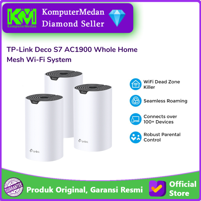 Gambar TP-Link Deco S7 AC1900 Whole Home Mesh Wi-Fi System 1/2/3 Pack - 2 PACK dari KomputerMedan OS Kota Medan Tokopedia