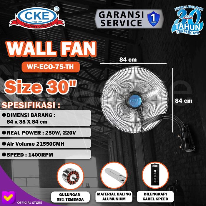Gambar CKE WALL FAN WF-ECO-75-TH 30 Inch Kipas Angin Dinding Tembok Sparepart - Kapasitor dari Kipas Online CKE Kota Administrasi Jakarta Barat Tokopedia