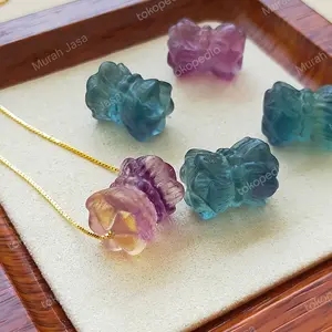 Liontin / spacer Fluorite Teratai untuk gelang/kalung
