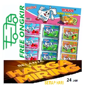 Yosan Permen Karet 2in1 Super Bubble Gum 1 Pack Isi 24 Pcs Harga Miring Setiap Hari