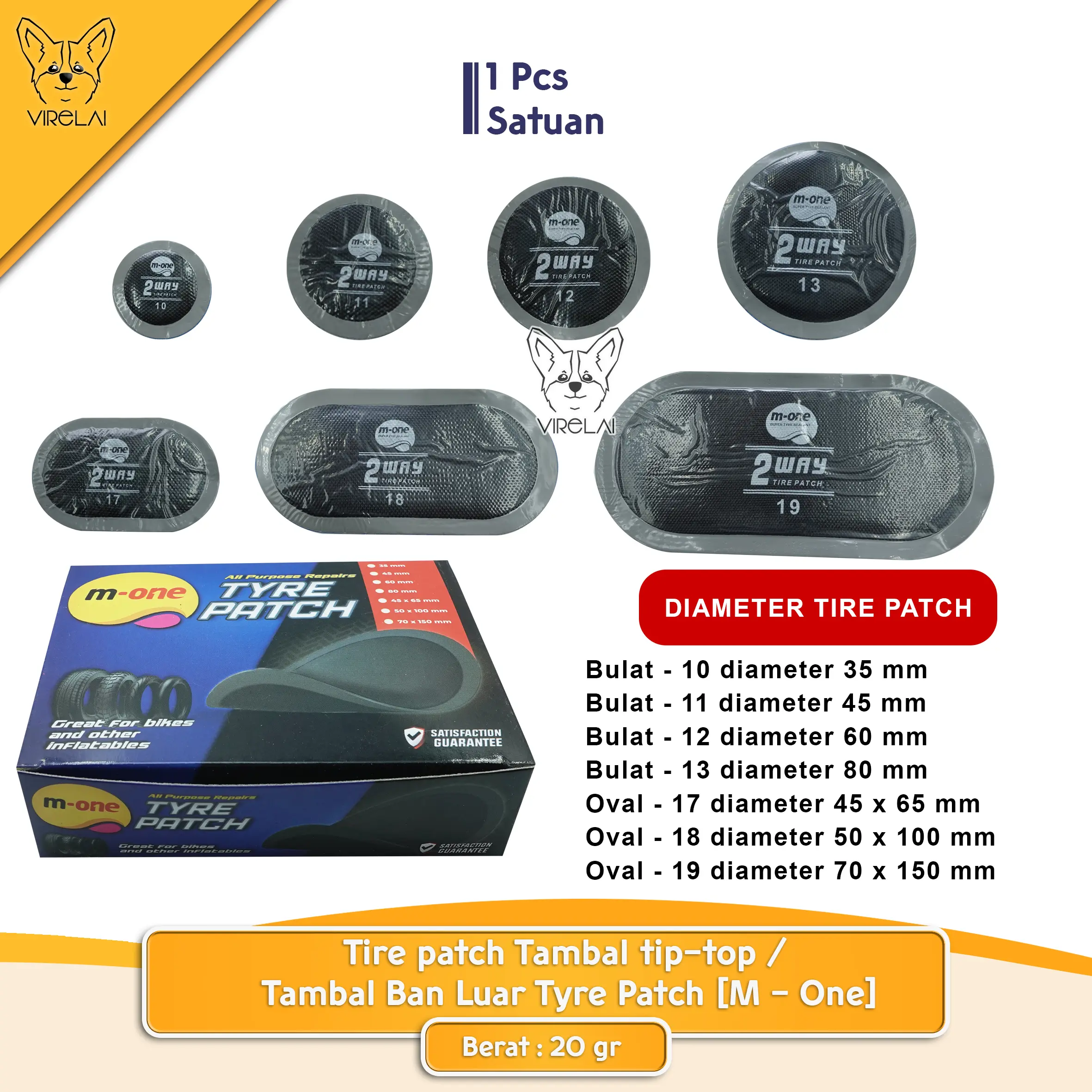 Tambal Ban Luar Tyre Patch / Tire patch Tambal Tip-Top [M-ONE]