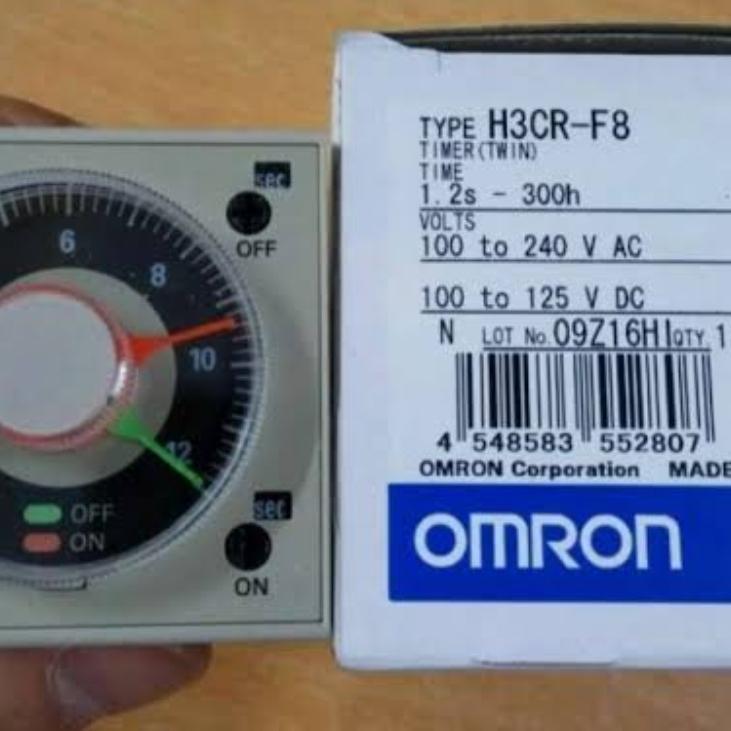 H3CR-F8 AC100-240 | Temporizador Monofunción Omron H3CR, 100 → 240V Ac, 5A, 2 Contactos, Tempo