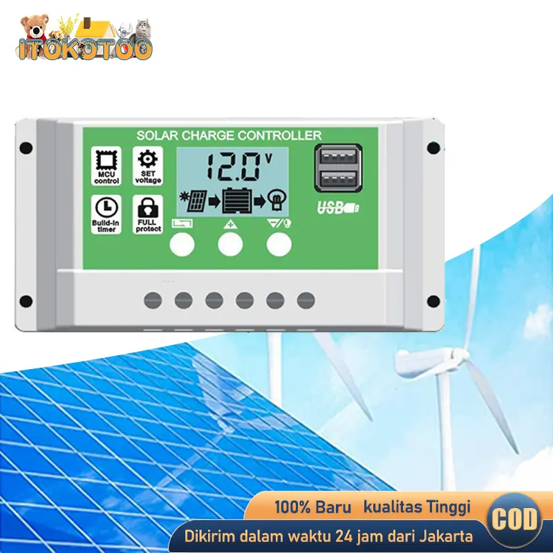 SCC PWM Solar Charge Controller LCD LED Display 10A 20A 30A