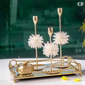 Pajangan Meja Hiasan Meja Kaca Starbust Candle Holder 46