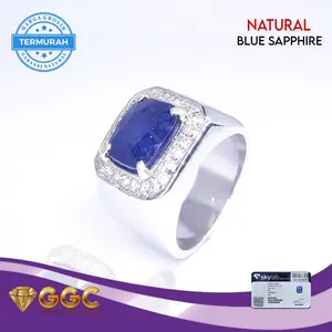Cincin Batu Natural Blue Sapphire Model Vertikal