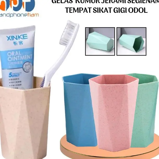 gelas jerami gandum segienam cangkir kumur cup tempat sikat gi odol