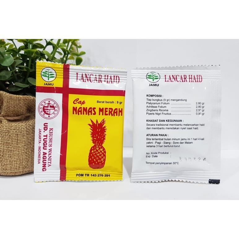 Jamu Lancar Haid Cap Nanas Merah Original - Tugu Agung ( 1 Pack Isi 10