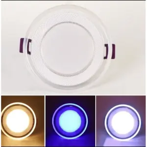 Lampu Downlight 6W 3 Warna Warm White Biru Pink Diameter 10cm Lubang 7.5cm Panel Lampu LED Plafon