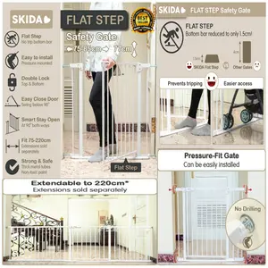 Khusus Order SKIDA Flat Gate Lebar 100cm Tinggi 77cm Sudah Siap Pasang Bayi Safety Gate Pressure Fit No Drilling