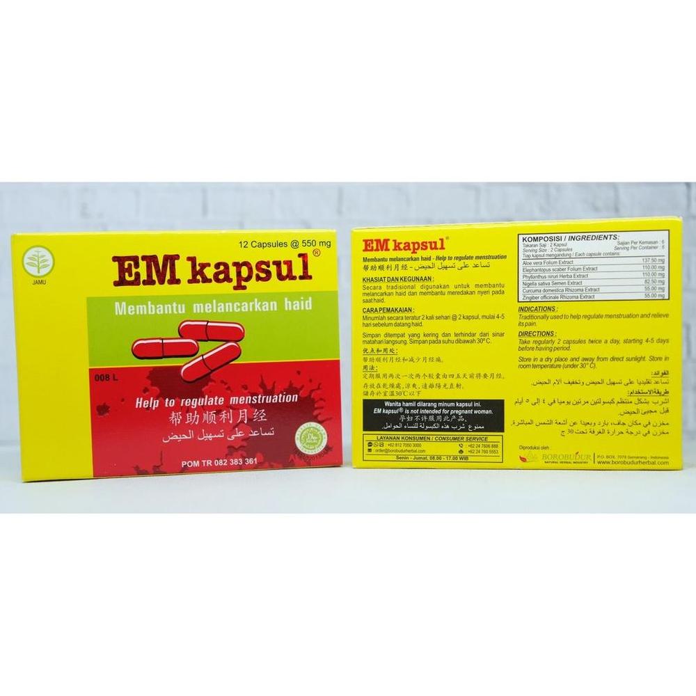Em Kapsul ( Membantu Melancarkan Haid & Nyeri Haid ) - Borobudur ( Isi