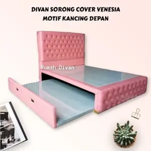 Divan Sorong Cover Uk.180X216/160X200 Venesia Motif Kancing Depan