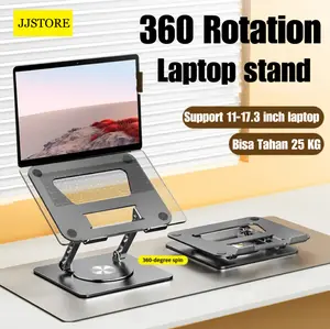 JJSTORE 360 Rotation Laptop Stand Holder Aluminium Dudukan Laptop Meja Foldable Portable Adjustable Tahan 25KG Cocok untuk MacBook & Laptop 11-17.3 Inch - Computer