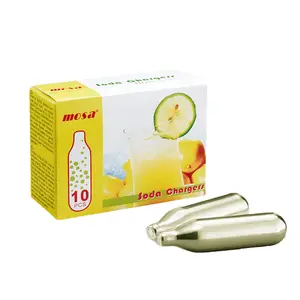 Mosa Soda Charger C02 - 10 Catridge CO2 Murni 100% Baja Besi Daur Ulang Sertifikat TUV & Halal untuk Siphon Soda Maker