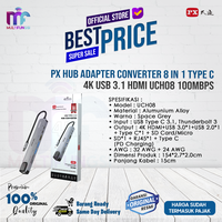 Gambar PX Hub Adapter Converter 8 in 1 Type C 4K USB 3.1 HDMI UCH08 100Mbps dari Multifungsi Online Kota Administrasi Jakarta Pusat 1 Tokopedia