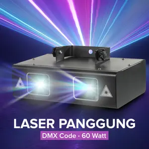 Lampu Sorot Panggung Laser Stage Light Double Head RGB DMX 60W Hitam EQ-60W ALiEN