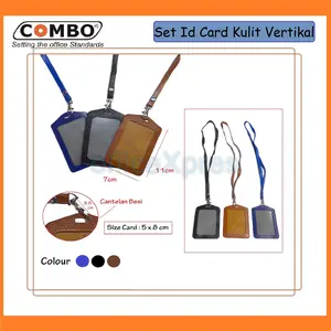 Set ID Card Kulit + Tali / Tali Id Card Set / Card Case Kulit Dan Tali