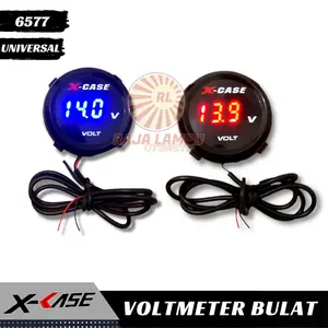 VOLTMETER PENGUKUR AKI MOTOR 12V DIGITAL VOLT METER MODEL BULAT SLIM