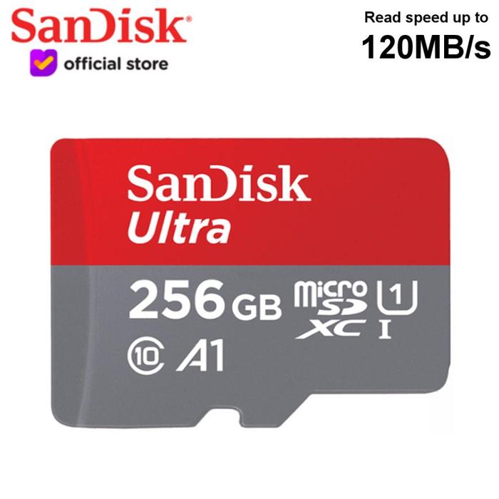 Gambar Micro SD Sandisk 256 GB A1 Memorycard Memory card ORIGINAL dari Metooku Acc Kota Surabaya Tokopedia