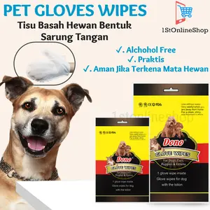 Tisu Basah Sarung Tangan Pet Glove Wipes Dono Hewan Anjing Kucing Satu
