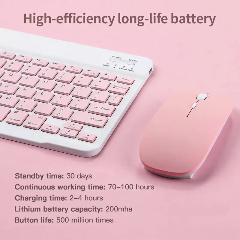 Keyboard Mouse Bluetooth Silent Wireless Slim Lightweight Portable IOS 3