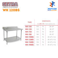 Gambar Stainless Stell Working Table Getra WK 120BS / WK120BS With Backsplash dari Refcon Polar Nusaindo Kota Tangerang 2 Tokopedia