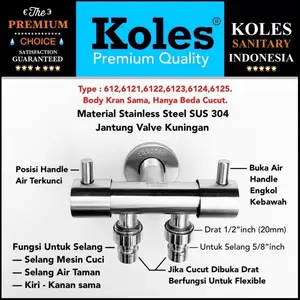 KOLES 6125 Kran Cabang Double Keran Mesin Cuci Stainless Steel SUS 304