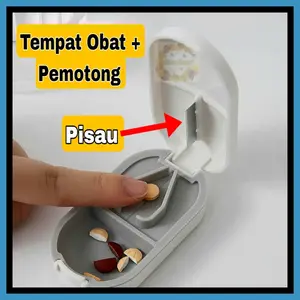 HT-TEMPAT OBAT + PEMOTONG PILL CUTTER MEDICINE CUT 0960