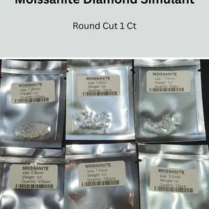 Diamond Moissanite Tabur White Round Cut 1 Pak Ukuran Pilihan