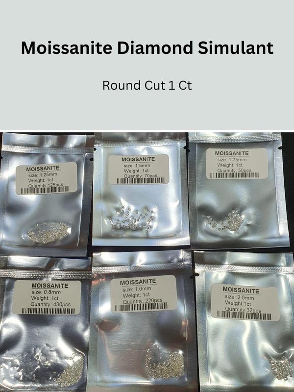 Diamond Moissanite Tabur White Round Cut 1 Pak Ukuran Pilihan 0