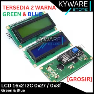 LCD 16x2 I2C Module Blue Green Layar Arduino 1602 Biru Hijau 16x02