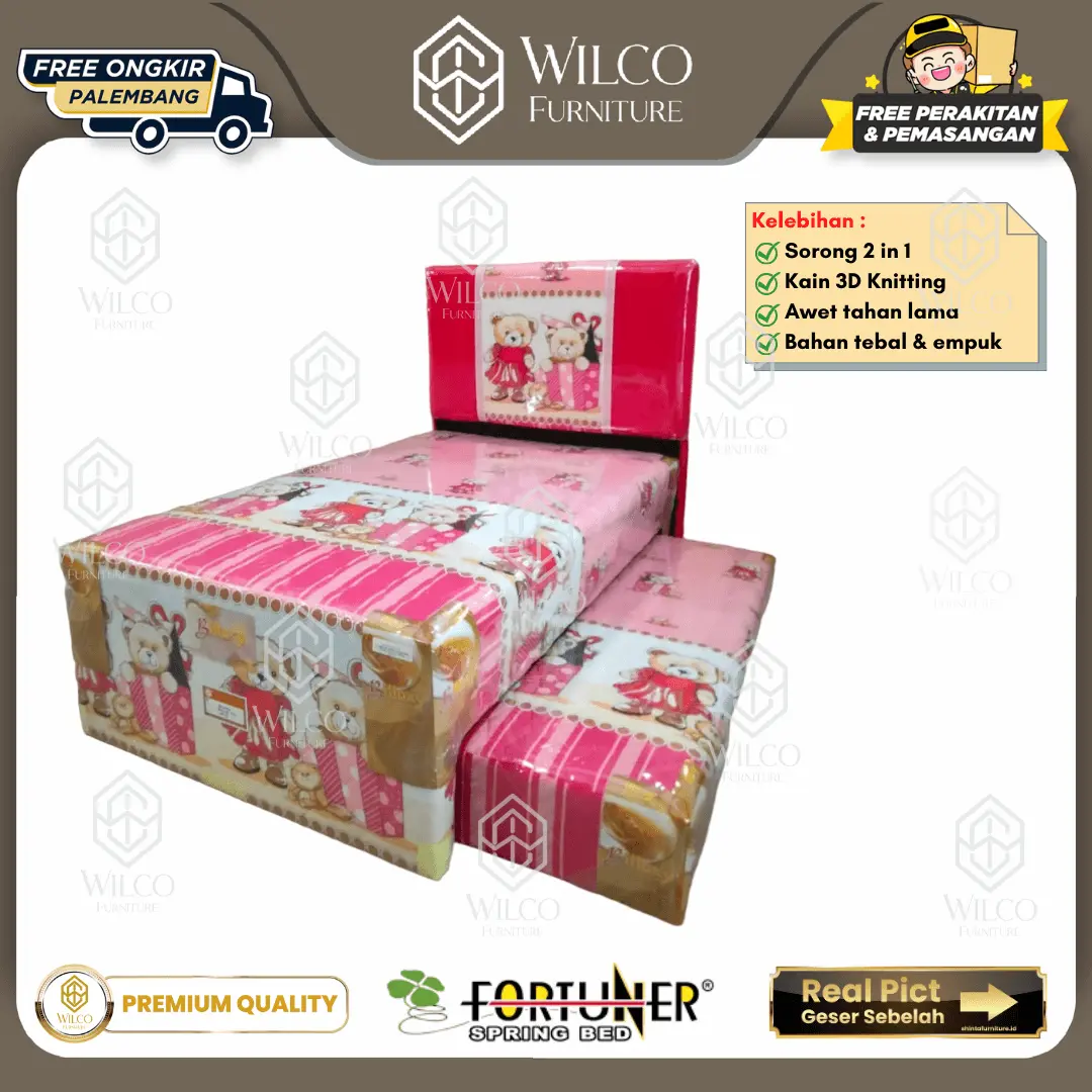 Bed Sorong Fortuner Biloxy 2 in 1 Bear / Kasur Sorong Anak Karakter