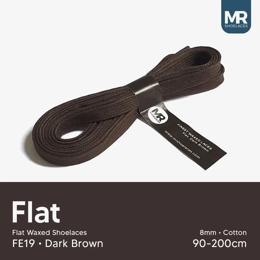 MR Shoelaces FE19 Dark Brown Tali Sepatu Lilin 8mm Gepeng 90cm-200cm