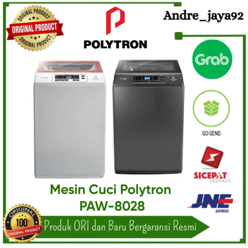MESIN CUCI 1 TABUNG  TOP LOADING POLYTRON 8 KG PAW-8028 0
