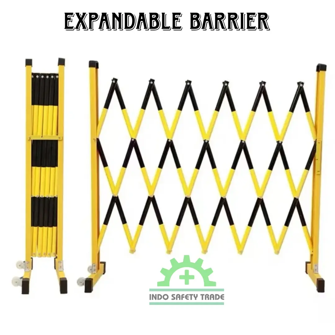 Expandable Barrier Lipat Safety Pagar Roda Barikade Blok Area Gate