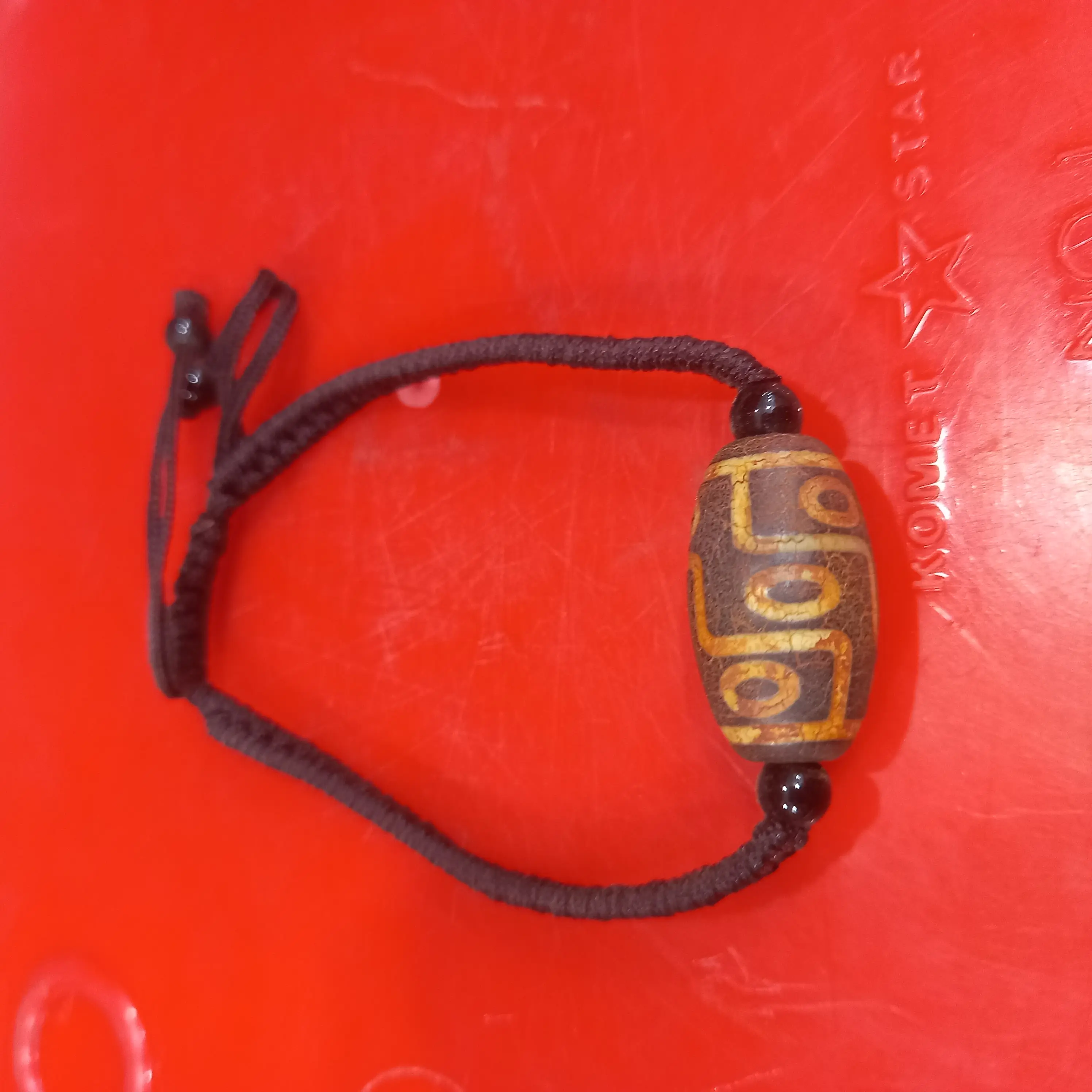 gelang spiritual dzi stone tibetan nine eye cakra  tali coklat