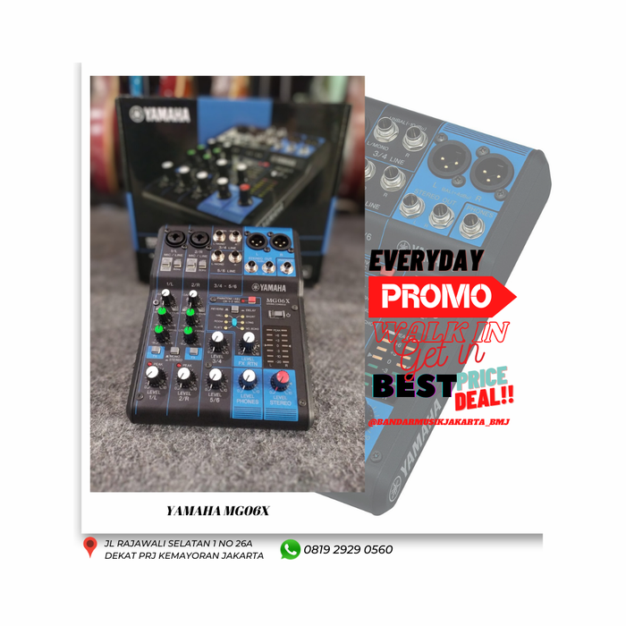 Gambar Yamaha MG06X 6-Channel Mixer with Effects,BMJ dari Bandar Musik Jakarta BMJ Kota Administrasi Jakarta Pusat Tokopedia
