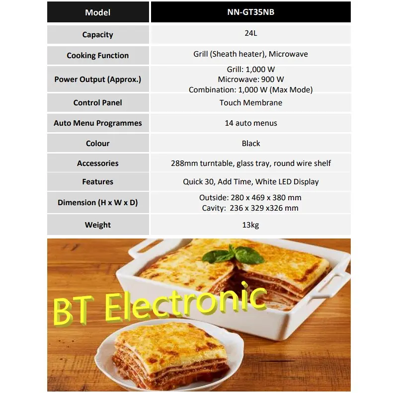 Microwave Panasonic NN-GT35NBTTE / NNGT35NBTTE Grill Series 24L 1000w 4
