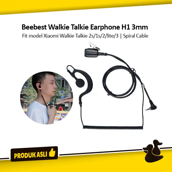 Beebest Walkie Talkie Earphone Headset H1 HF Spiral Cable Original
